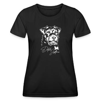 Deutscher Jagdterrier Jagdhunde Portrait Wilsigns - Frauen Funktions-T-Shirt - Schwarz - Vorne - AI Model Female 172 light (172cm)