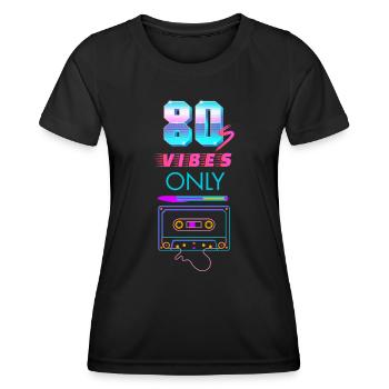 80s Vibes Only Cassette Tape Pen Retro Vintage - Women's Functional T-Shirt - black - Front - AI Model Female 172 light (172cm)