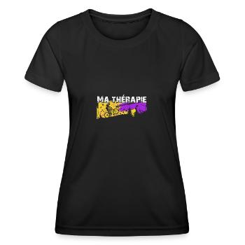 Le vélo est ma thérapie. Graphisme de cycliste - T-shirt sport Femme - noir - Devant - AI Model Female 172 light (172cm)