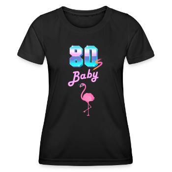 80er Jahre Baby Flamingo Retro Vintage Kostüm - Frauen Funktions-T-Shirt - Schwarz - Vorne - AI Model Female 172 light (172cm)
