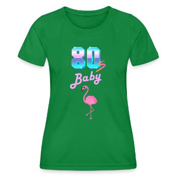 80er Jahre Baby Flamingo Retro Vintage Kostüm - Frauen Funktions-T-Shirt - Kelly Green - Vorne - AI Model Female 172 dark (172cm)
