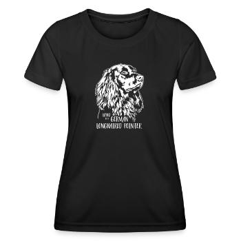 Loved by a German Longhaired Pointer Dog Wilsigns - Women's Functional T-Shirt - black - Front - AI Model Female 172 light (172cm)