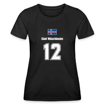 Island Trikot Nr.12 - Frauen Funktions-T-Shirt - Schwarz - Vorne - AI Model Female 172 light (172cm)