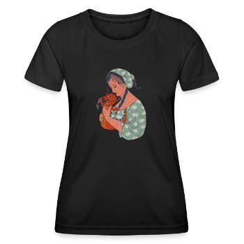 Portrait of a Woman with Lucky Dragon - Women's Functional T-Shirt - black - Front - AI Model Female 172 light (172cm)