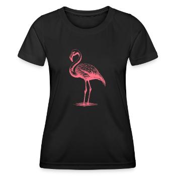 Knuffiger pinker Flamingo - Frauen Funktions-T-Shirt - Schwarz - Vorne - AI Model Female 172 light (172cm)