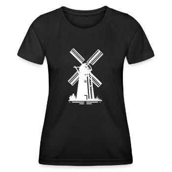 Moulin à vent néerlandais pour farine de blé - T-shirt sport Femme - noir - Devant - AI Model Female 172 light (172cm)