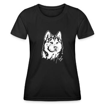 Siberian Husky Portrait Dogs Dog Wilsigns - Women's Functional T-Shirt - black - Front - AI Model Female 172 light (172cm)