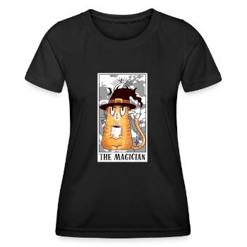 Le Tarot Magicien Carte de Tarot Chat Drôle de Tarot Tarot - T-shirt sport Femme - noir - Devant - AI Model Female 172 light (172cm)