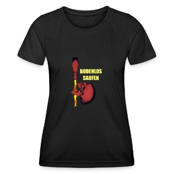 BODENLOS SAUFEN - Frauen Funktions-T-Shirt - Schwarz - Vorne - AI Model Female 172 light (172cm)