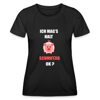 Schwein Ich mag`s schmutzig - Frauen Funktions-T-Shirt - Schwarz - Vorne - AI Model Female 172 light (172cm)