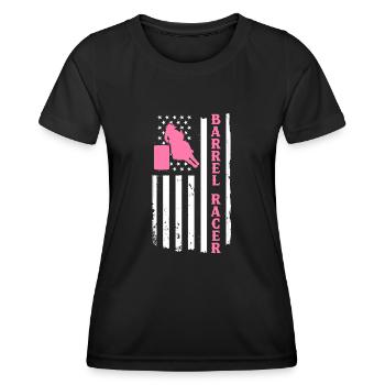 Rodeo Barrel Racing Pferd - Frauen Funktions-T-Shirt - Schwarz - Vorne - AI Model Female 172 light (172cm)