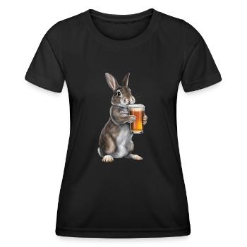 Kaninchen Bier - Frauen Funktions-T-Shirt - Schwarz - Vorne - AI Model Female 172 light (172cm)