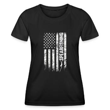 Speerfischer usa flagge taucher und speer fischer - Frauen Funktions-T-Shirt - Schwarz - Vorne - AI Model Female 172 light (172cm)