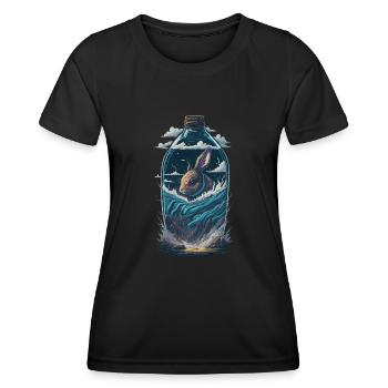 Bouteille de lapin - T-shirt sport Femme - noir - Devant - AI Model Female 172 light (172cm)