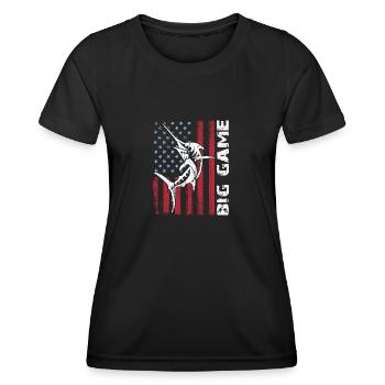 Marlin sauteur avec drapeau américain Pêche en haute mer - T-shirt sport Femme - noir - Devant - AI Model Female 172 light (172cm)