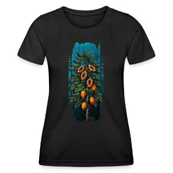 Tropische Prämie: Papayabaum - Frauen Funktions-T-Shirt - Schwarz - Vorne - AI Model Female 172 light (172cm)