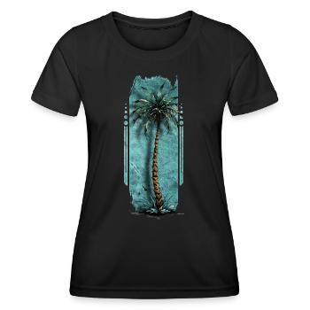 Solitaire : Palmier solitaire - T-shirt sport Femme - noir - Devant - AI Model Female 172 light (172cm)