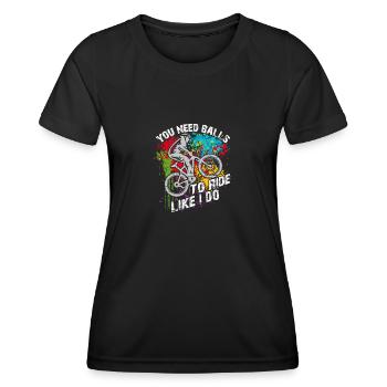 Il faut du courage pour faire du VTT comme moi - T-shirt sport Femme - noir - Devant - AI Model Female 172 light (172cm)