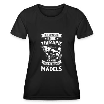 Lustiges Kuh Landwirt Bäuerin Kühe Geschenk - Frauen Funktions-T-Shirt - Schwarz - Vorne - AI Model Female 172 light (172cm)