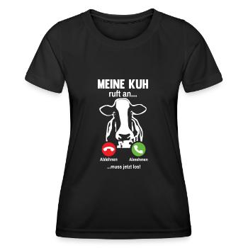 Meine Kuh ruft an Bauer Landwirt Kühe - Frauen Funktions-T-Shirt - Schwarz - Vorne - AI Model Female 172 light (172cm)