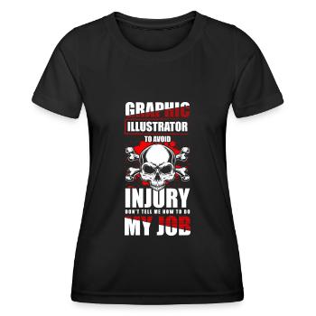 Illustrateur Designer Dessinateur - T-shirt sport Femme - noir - Devant - AI Model Female 172 light (172cm)