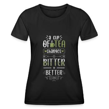 Teeliebhaber Erholung Warm - Frauen Funktions-T-Shirt - Schwarz - Vorne - AI Model Female 172 light (172cm)