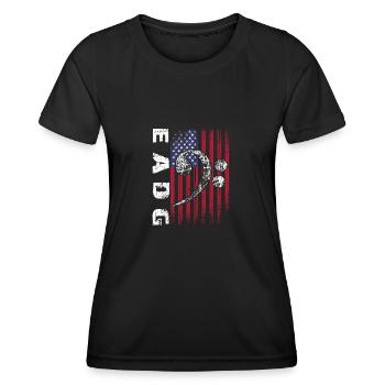 EADG Bassnoten mit amerikanischer Flagge - Frauen Funktions-T-Shirt - Schwarz - Vorne - AI Model Female 172 light (172cm)