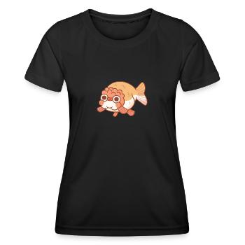 Süßes Derpy Ranchu Goldfisch Gekritzel - Frauen Funktions-T-Shirt - Schwarz - Vorne - AI Model Female 172 light (172cm)
