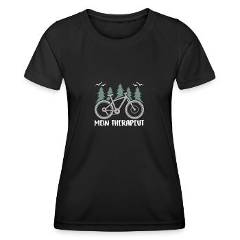 Fahrrad Biken ist mein Therapeut meine Therapie - Frauen Funktions-T-Shirt - Schwarz - Vorne - AI Model Female 172 light (172cm)