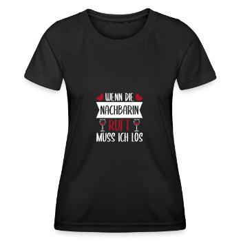 Nachbarin ruft Lieblingsnachbarin - Frauen Funktions-T-Shirt - Schwarz - Vorne - AI Model Female 172 light (172cm)