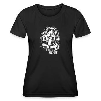 Loved by a Tibetan Terrier Saying Dogs Wilsigns - Women's Functional T-Shirt - black - Front - AI Model Female 172 light (172cm)