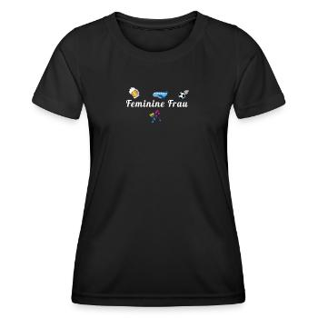 Femme, femme féminine, football, bière, LGBTQ - T-shirt sport Femme - noir - Devant - AI Model Female 172 light (172cm)