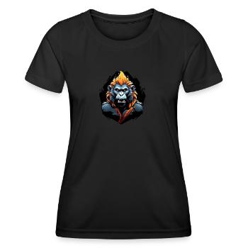 wütender Pavian mit langen Zähnen - Frauen Funktions-T-Shirt - Schwarz - Vorne - AI Model Female 172 light (172cm)