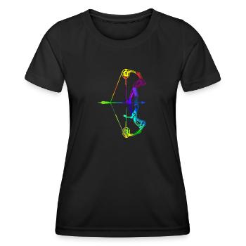 Tir à l’arc Arc-en-ciel Couleurs Polygone Sport - T-shirt sport Femme - noir - Devant - AI Model Female 172 light (172cm)
