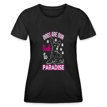 Les chiens sont notre lien avec le Paradis - T-shirt sport Femme - noir - Devant - AI Model Female 172 light (172cm)