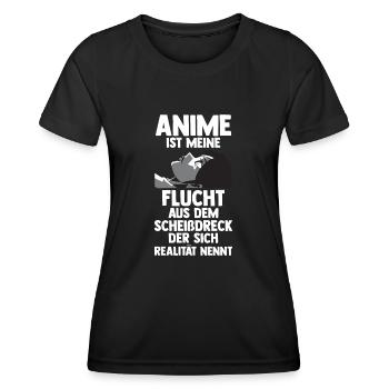 Anime ist meine Flucht - Frauen Funktions-T-Shirt - Schwarz - Vorne - AI Model Female 172 light (172cm)