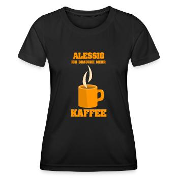 Kaffee für Alessio Cafe Kaffetasse - Frauen Funktions-T-Shirt - Schwarz - Vorne - AI Model Female 172 light (172cm)