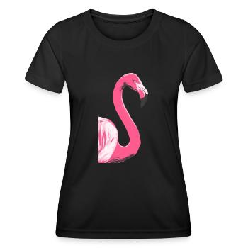 Illustration d’oiseau flamant rose - T-shirt sport Femme - noir - Devant - AI Model Female 172 light (172cm)