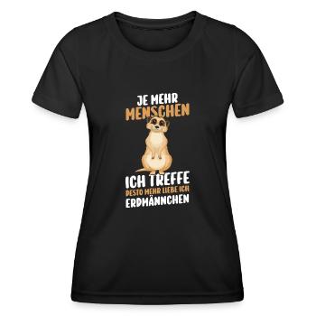 Erdmännchen - Frauen Funktions-T-Shirt - Schwarz - Vorne - AI Model Female 172 light (172cm)