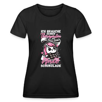 Funny Horse Saying Therapist Horse - Women's Functional T-Shirt - black - Front - AI Model Female 172 light (172cm)
