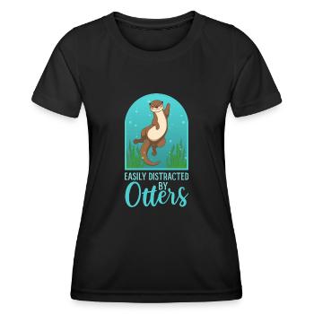 Distrait par les loutres, le dicton ironique des - T-shirt sport Femme - noir - Devant - AI Model Female 172 light (172cm)