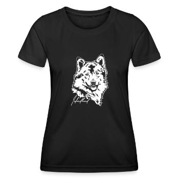 Islandais Chien Portrait Chiens Chien Wilsigns - T-shirt sport Femme - noir - Devant - AI Model Female 172 light (172cm)