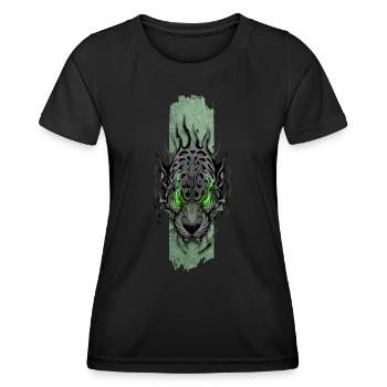 Jaguar aux yeux d’émeraude - T-shirt sport Femme - noir - Devant - AI Model Female 172 light (172cm)