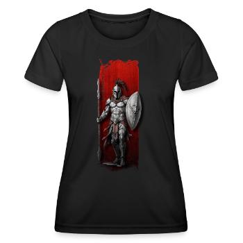 Spartanischer Krieger mit Speer und Schild - Frauen Funktions-T-Shirt - Schwarz - Vorne - AI Model Female 172 light (172cm)