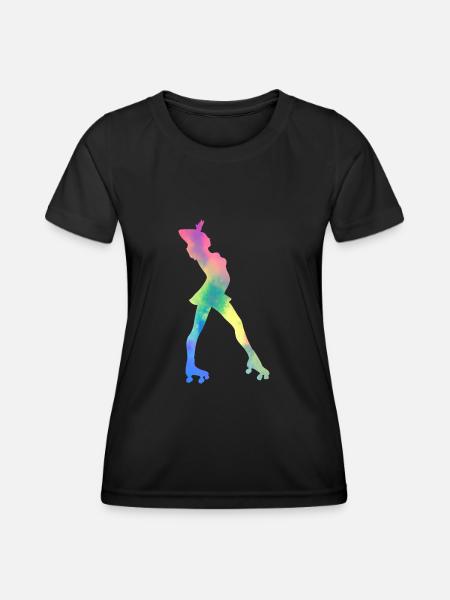 Girl rollerblading inline skating rollerblading - Women's Functional T-Shirt - black