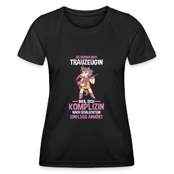 Trauzeugin - Frauen Funktions-T-Shirt - Schwarz - Vorne - AI Model Female 172 light (172cm)