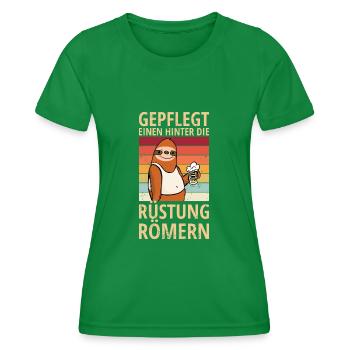 Faultier Spruch hinter die Rüstung Römern Bier - Frauen Funktions-T-Shirt - Kelly Green - Vorne - AI Model Female 172 dark (172cm)