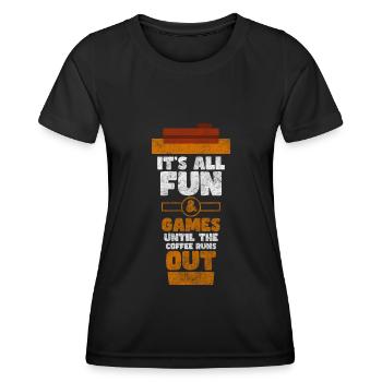 Morgenmuffel Frühstück Cappuccino Energie - Frauen Funktions-T-Shirt - Schwarz - Vorne - AI Model Female 172 light (172cm)