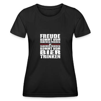 Innerer Frieden kommt von Bier trinken - Frauen Funktions-T-Shirt - Schwarz - Vorne - AI Model Female 172 light (172cm)