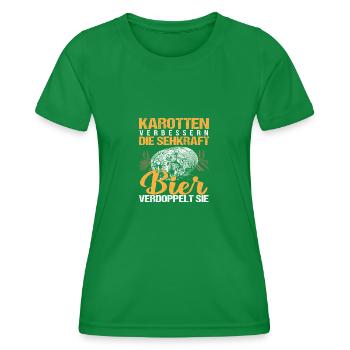 Karotten verbessern die Sehkraft Bier verdoppelt - Frauen Funktions-T-Shirt - Kelly Green - Vorne - AI Model Female 172 dark (172cm)
